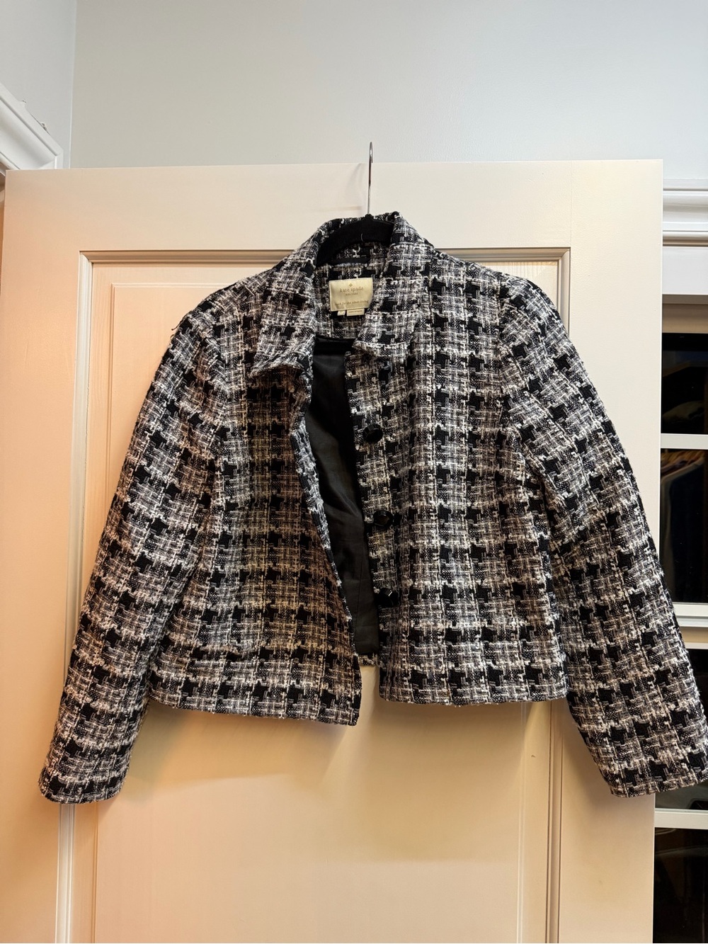 kate spade Black & White Tweed Cropped Jacket